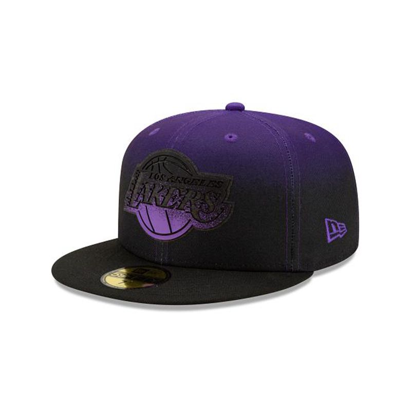 NBA Los Angeles Lakers Back Half 59Fifty Fitted (SPL1570) - Purple New Era Caps